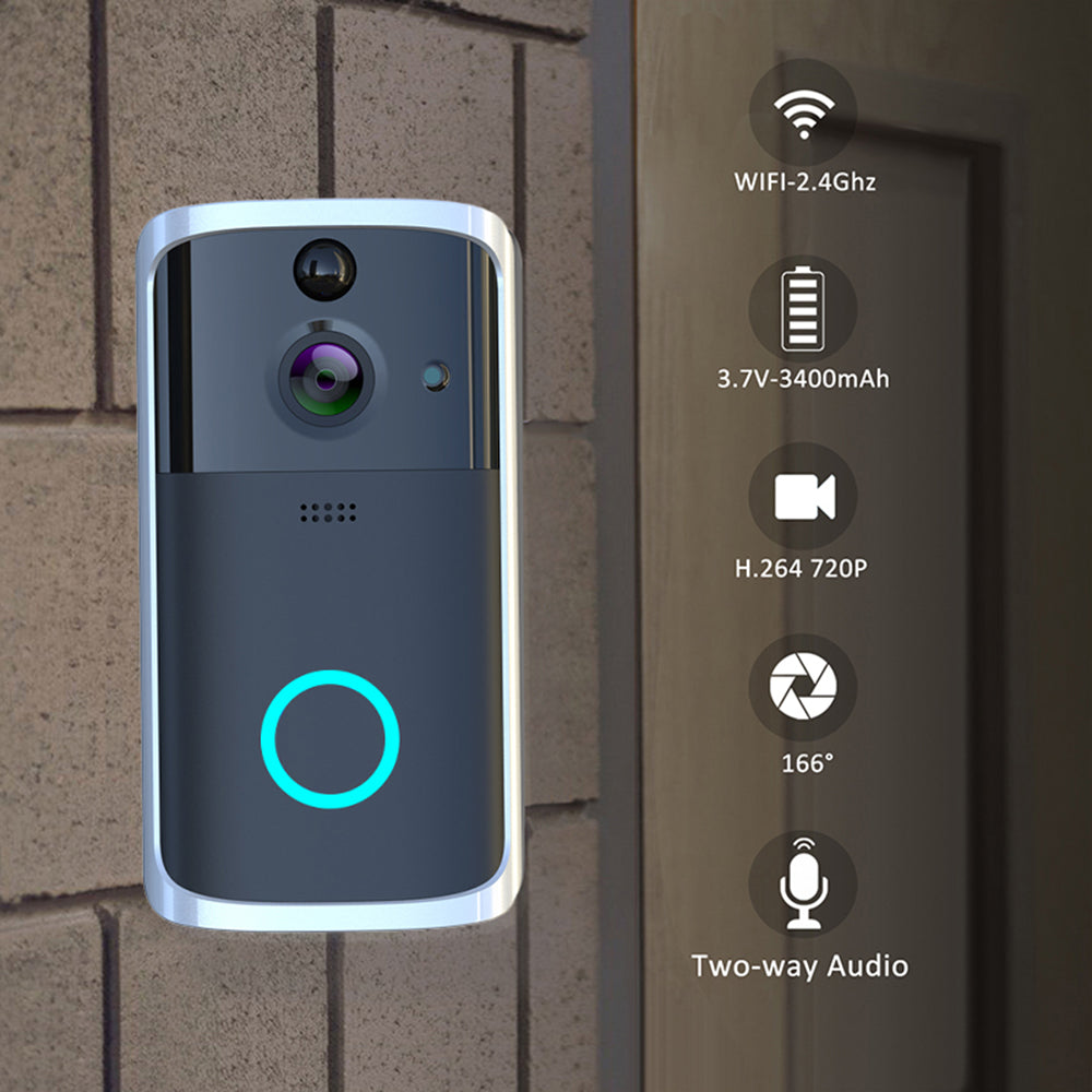 Campainha com câmera WiFi instalada na parede externa da casa